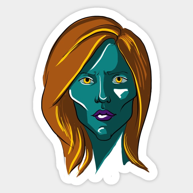 Blue woman Sticker by afalinariel